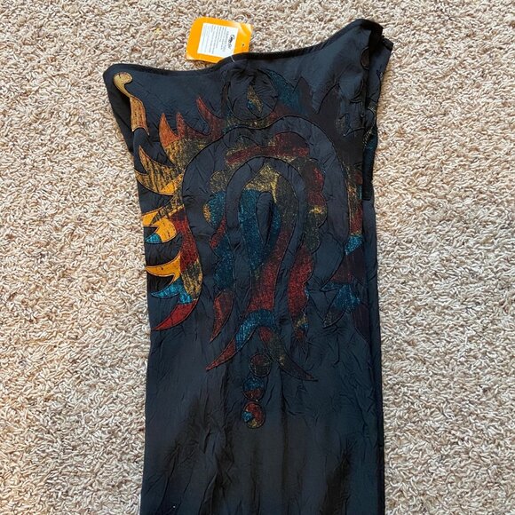 Y2K Legatte Save the Queen Designer Black Palazzo Pants w/Applique Italy 6 8 NWT - Picture 4 of 6